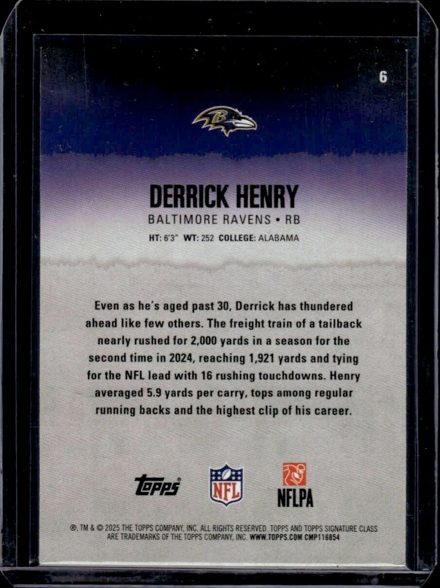2025 Topps Signature Class Derrick Henry Yellow & Blue Trading Card