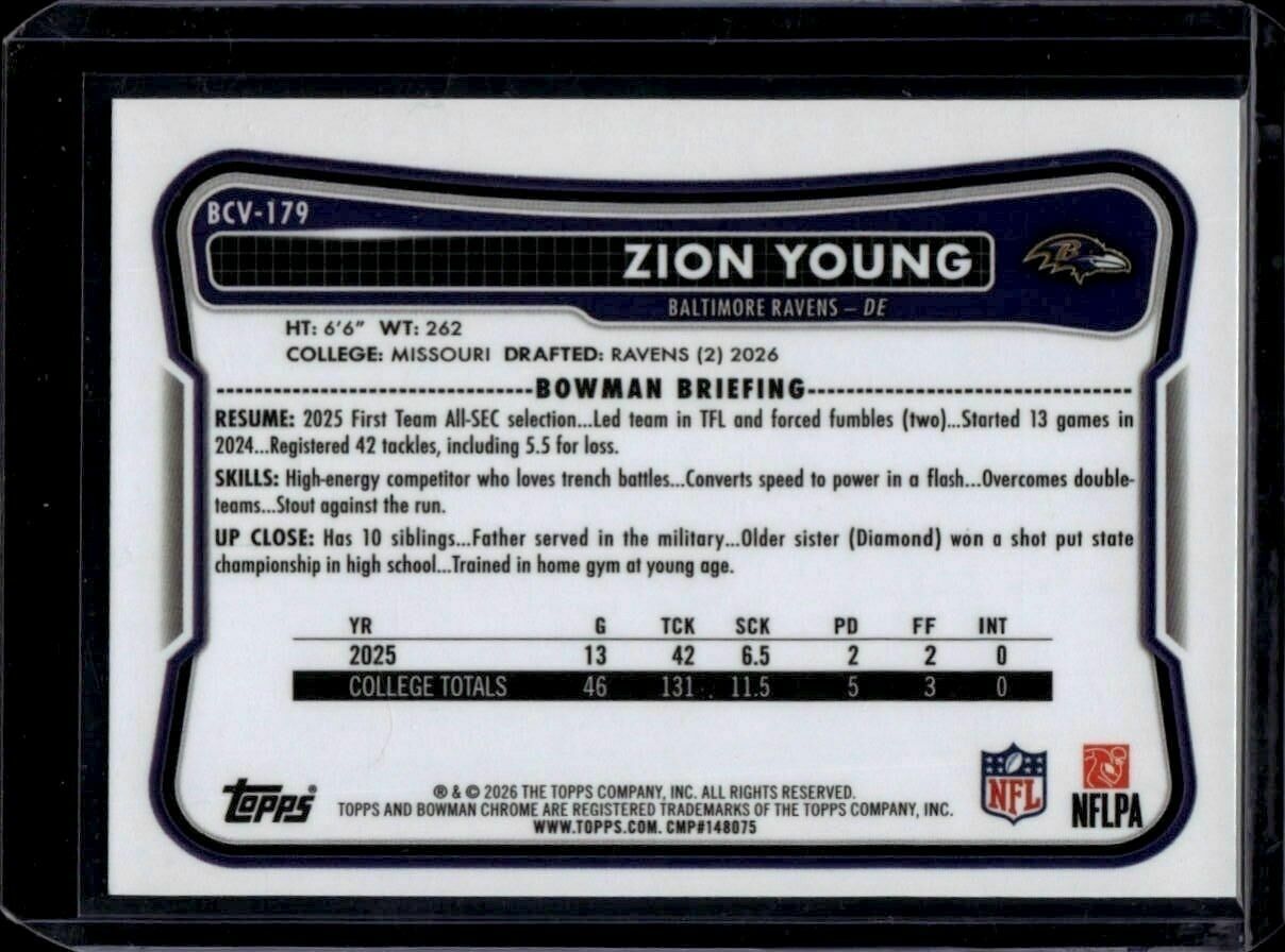 2026 Bowman Zion Young Chrome Mojo Refractor Rookie Trading Card