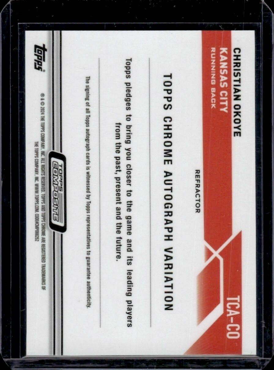 2023 Topps Composite Christian Okoye Topps Chrome Autographs Silver Holo /299 Trading Card