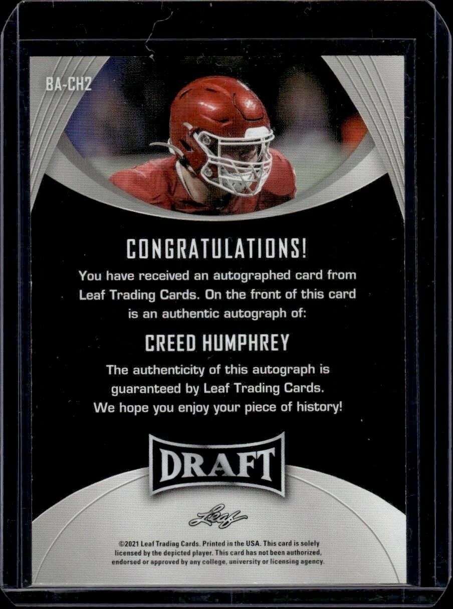 2021 Leaf Draft Creed Humphrey Autographs Rookie Trading Card