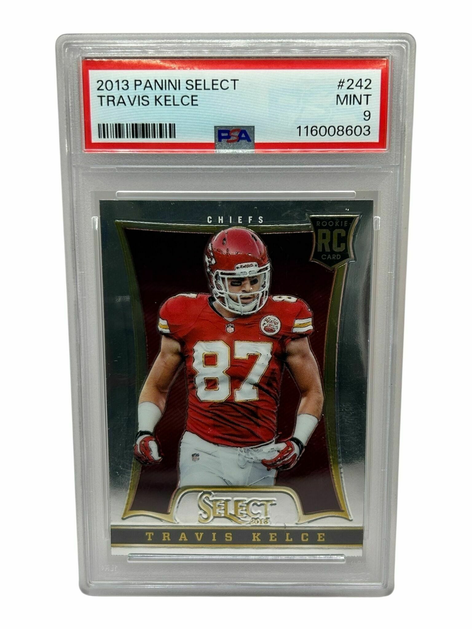 2013 Panini Select Travis Kelce Rookie Trading Card - PSA Grade 9 Mint