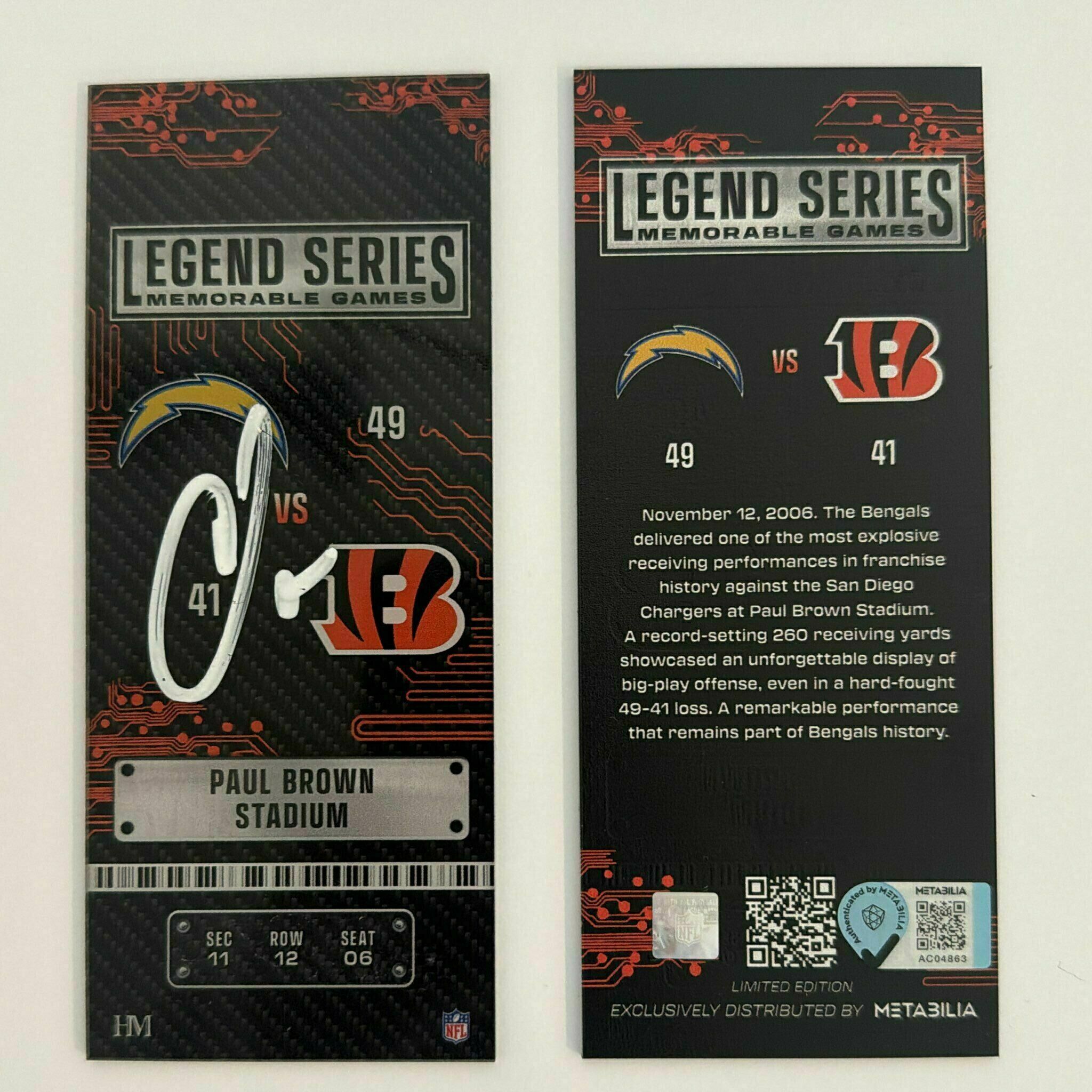 Chad Johnson signed 2006 Commemorative Ticket - Legend Series