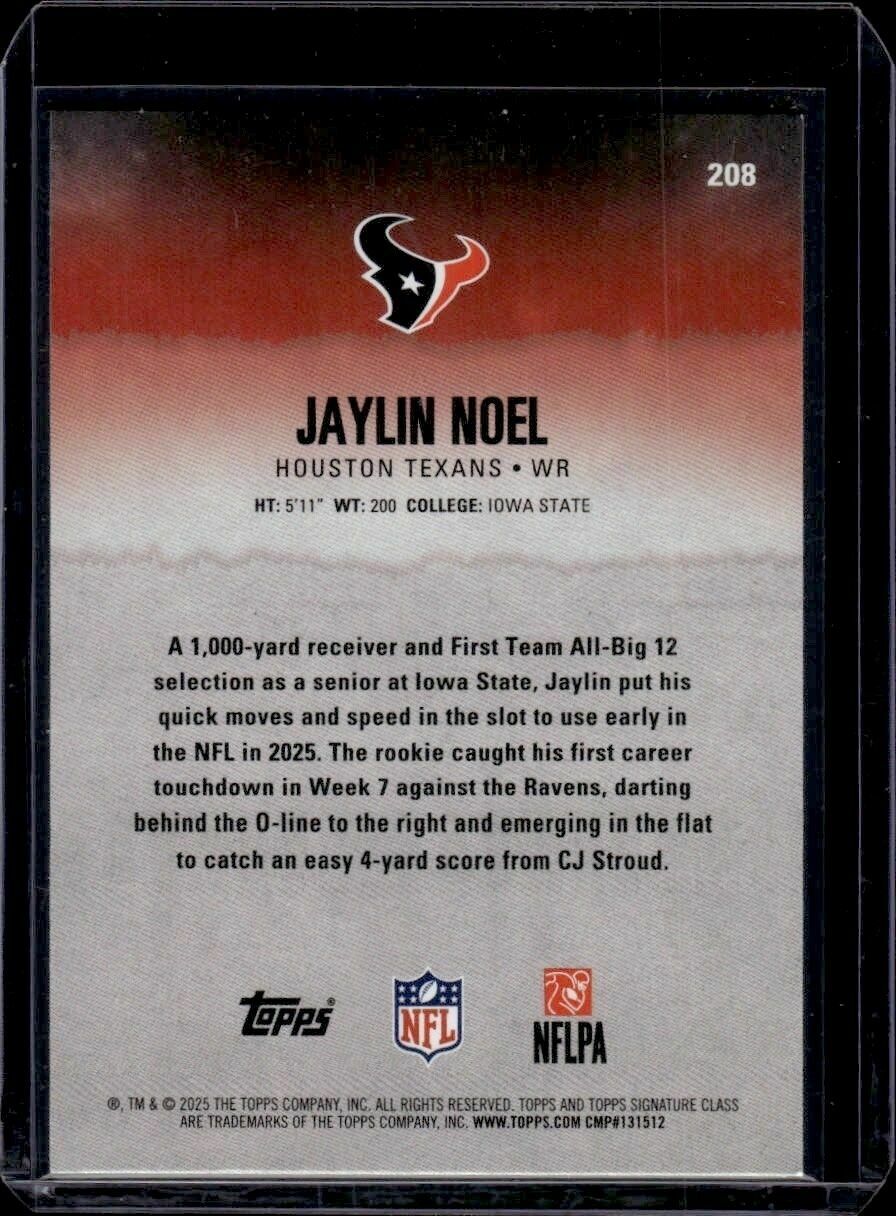 2025 Topps Signature Class Jaylin Noel Blue & Yellow Rookie Trading Card