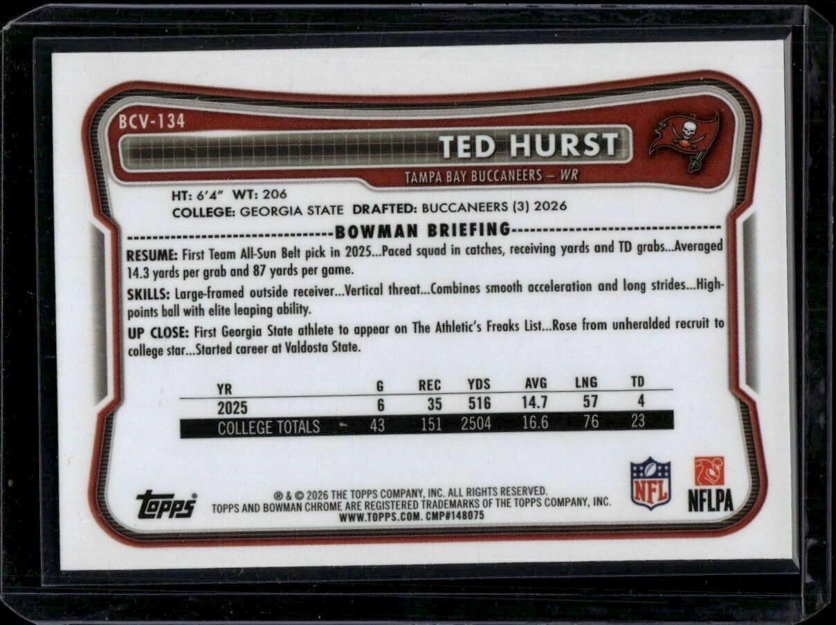 2026 Bowman Ted Hurst Chrome Rookie Trading Card