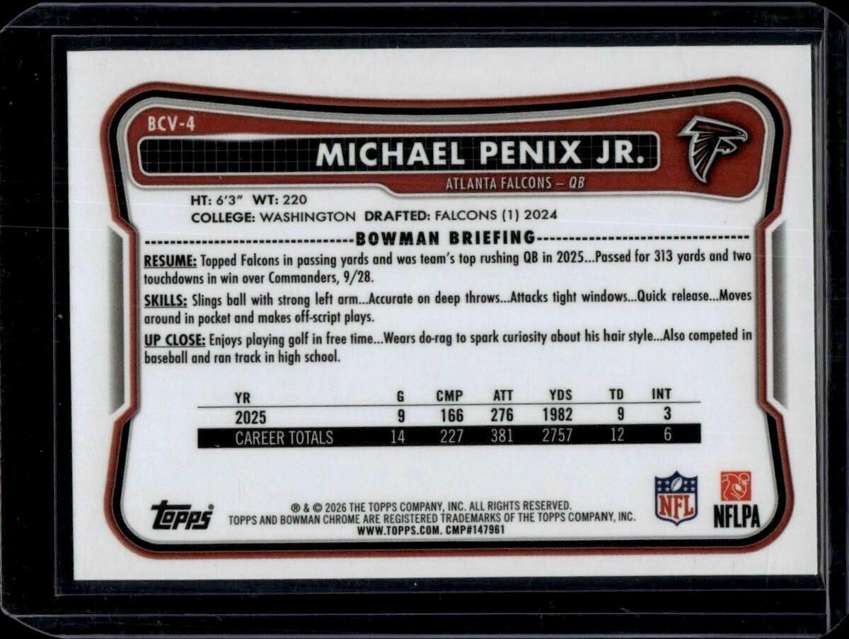 2026 Bowman Michael Penix Jr. Chrome Trading Card