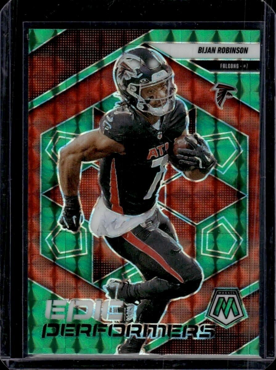 2025 Panini Mosaic Bijan Robinson Epic Performers Mosaic Green Trading Card
