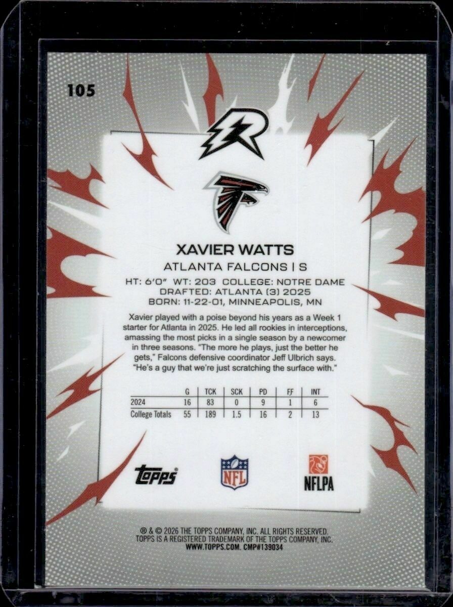 2025 Topps Resurgence Xavier Watts Prism Refractor Rookie Trading Card