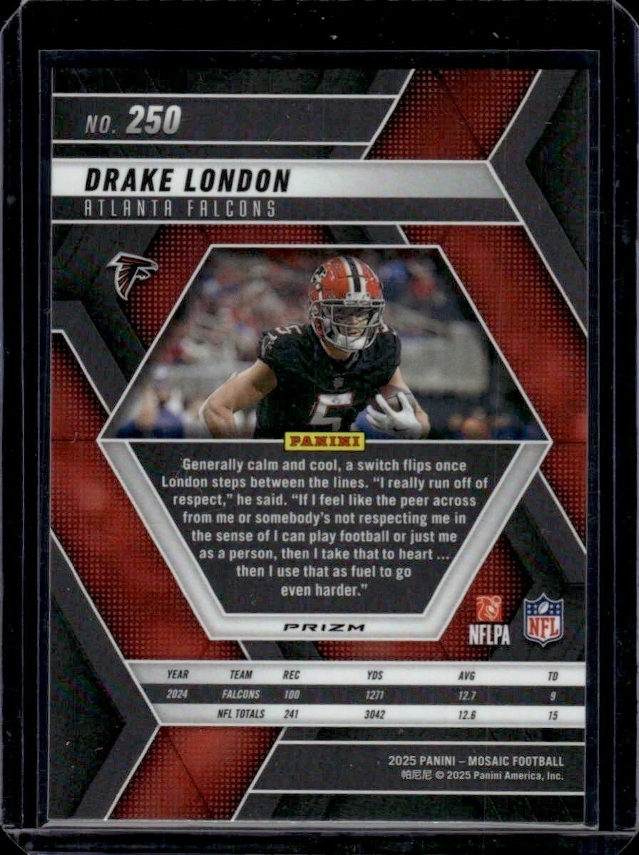 2025 Panini Mosaic Drake London Silver Prizm Trading Card