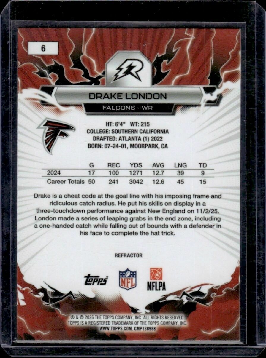2025 Topps Resurgence Drake London Refractor Trading Card