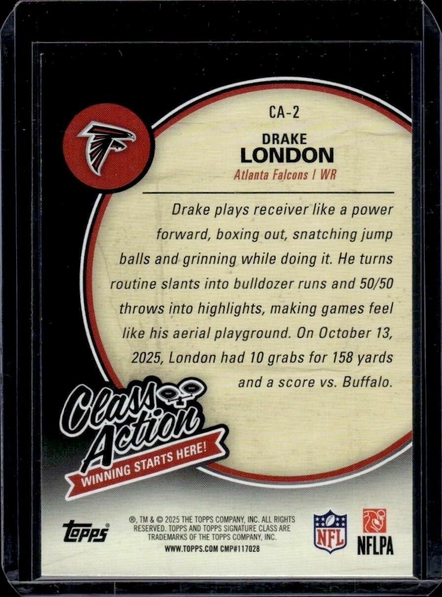 2025 Topps Signature Class Drake London Class Action Trading Card