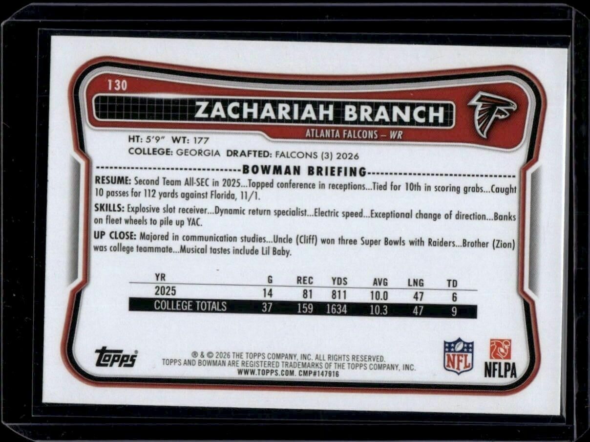2026 Bowman Zachariah Branch Rookie Trading Card