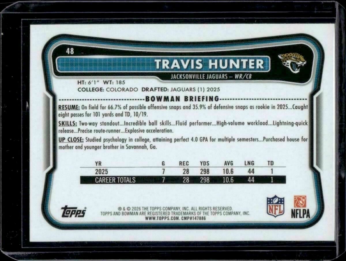 2026 Bowman Travis Hunter Trading Card