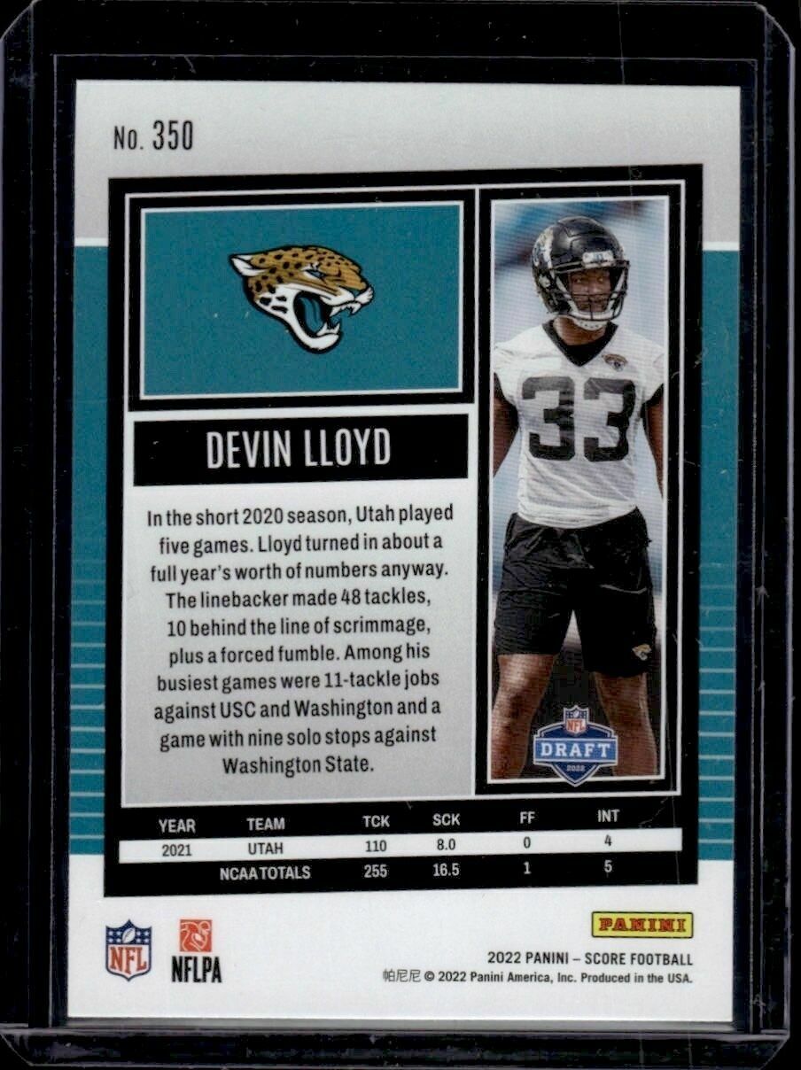 2022 Score Devin Lloyd Showcase Trading Card