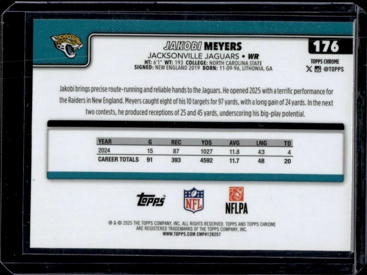2025 Topps Chrome Jakobi Meyers Trading Card
