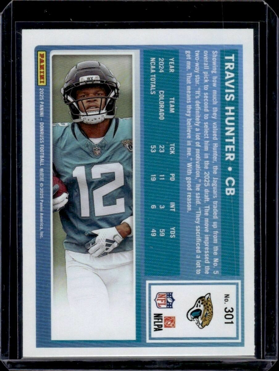 2025 Donruss Travis Hunter Rated Rookie Trading Card