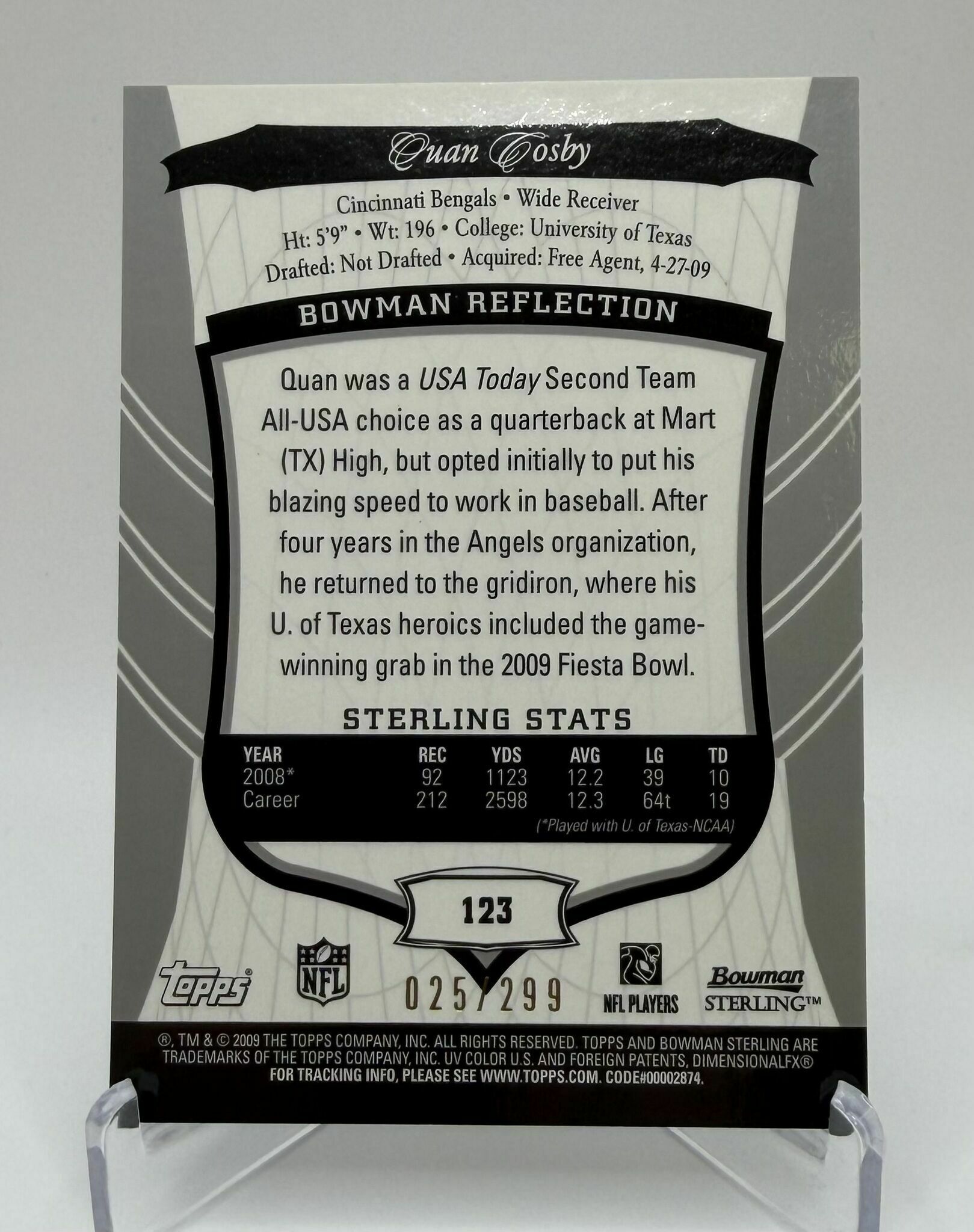 2009 Quan Cosby Bowman Sterling Rookie Autograph /299