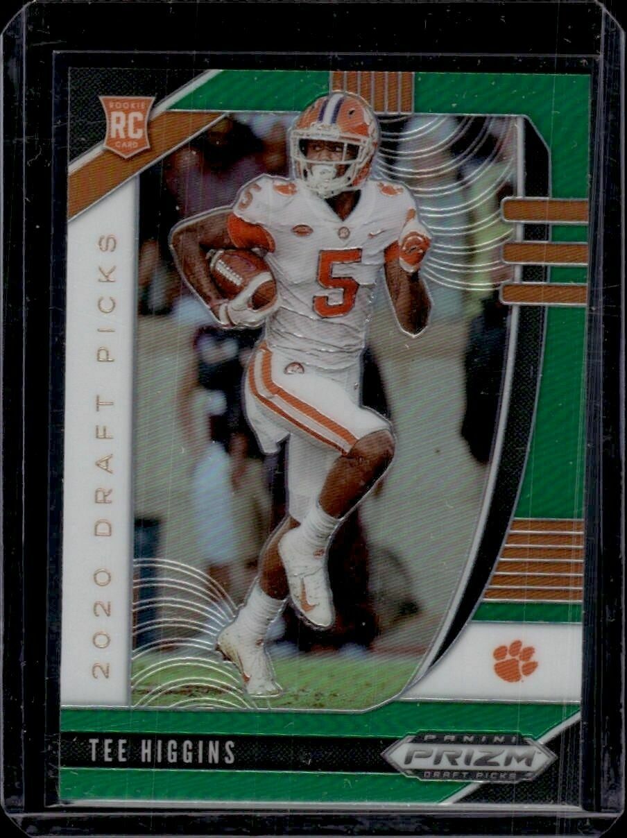 2020 Panini Prizm Draft Picks Tee Higgins Green Prizm Rookie Trading Card
