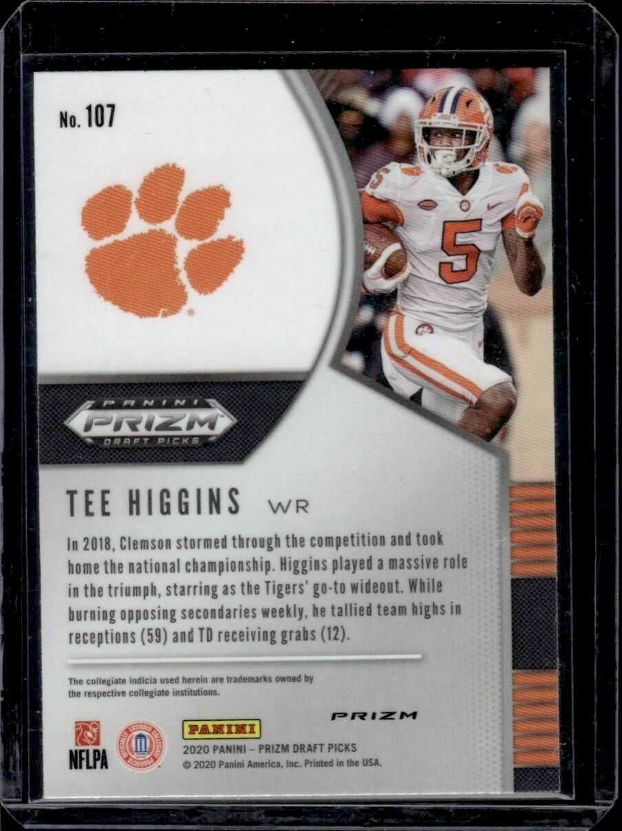 2020 Panini Prizm Draft Picks Tee Higgins Green Prizm Rookie Trading Card