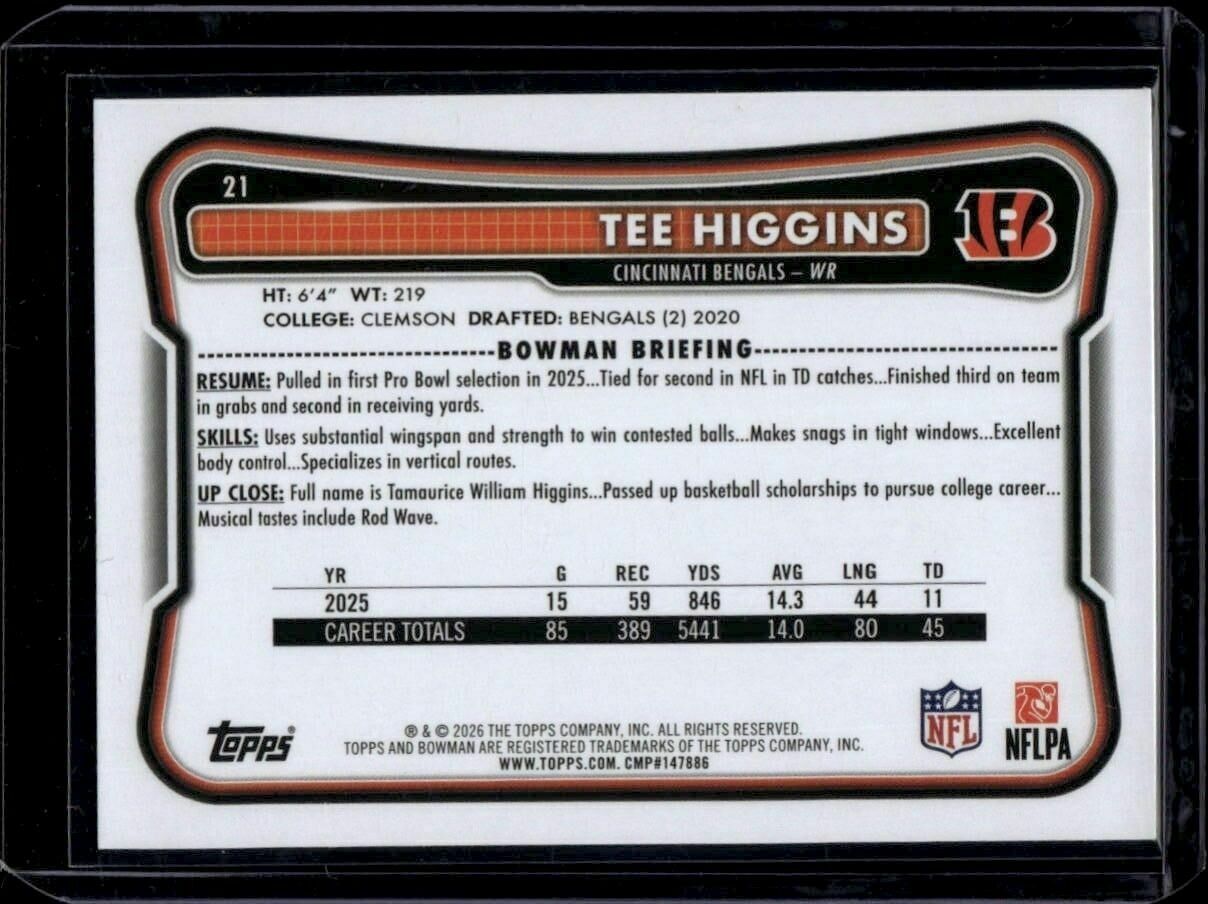 2026 Bowman Tee Higgins Trading Card