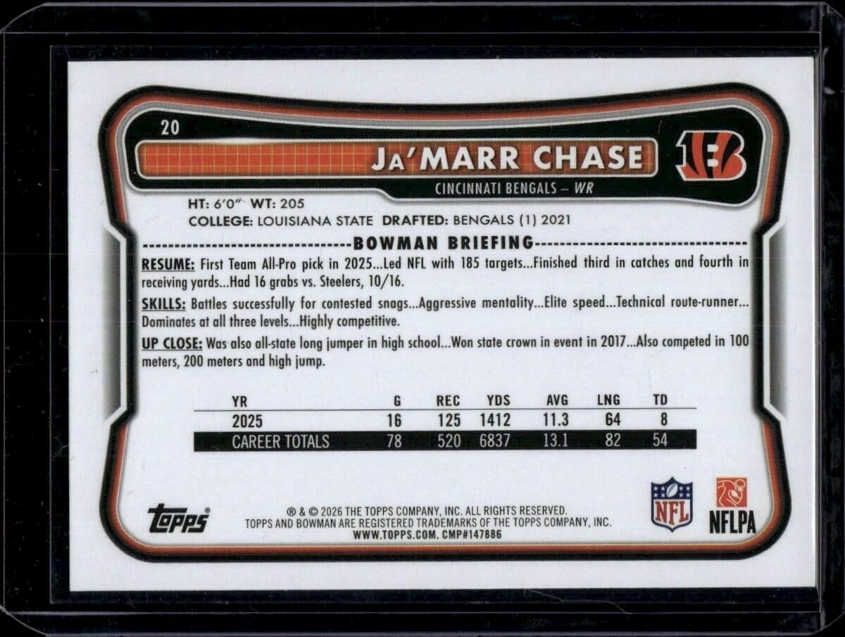 2026 Bowman Ja'Marr Chase Trading Card