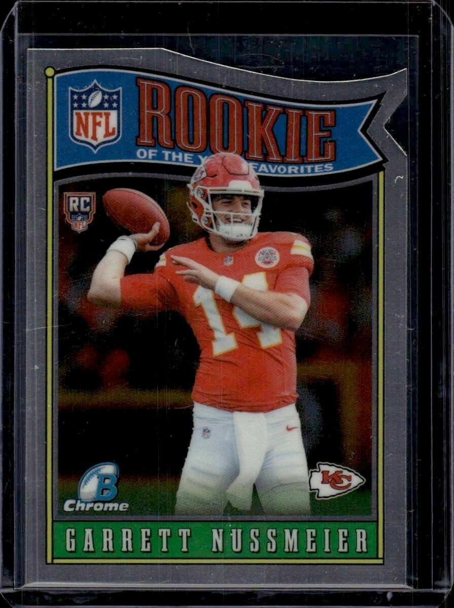 2026 Bowman Garrett Nussmeier Rookie of the Year Favorites Die-Cut Rookie Trading Card