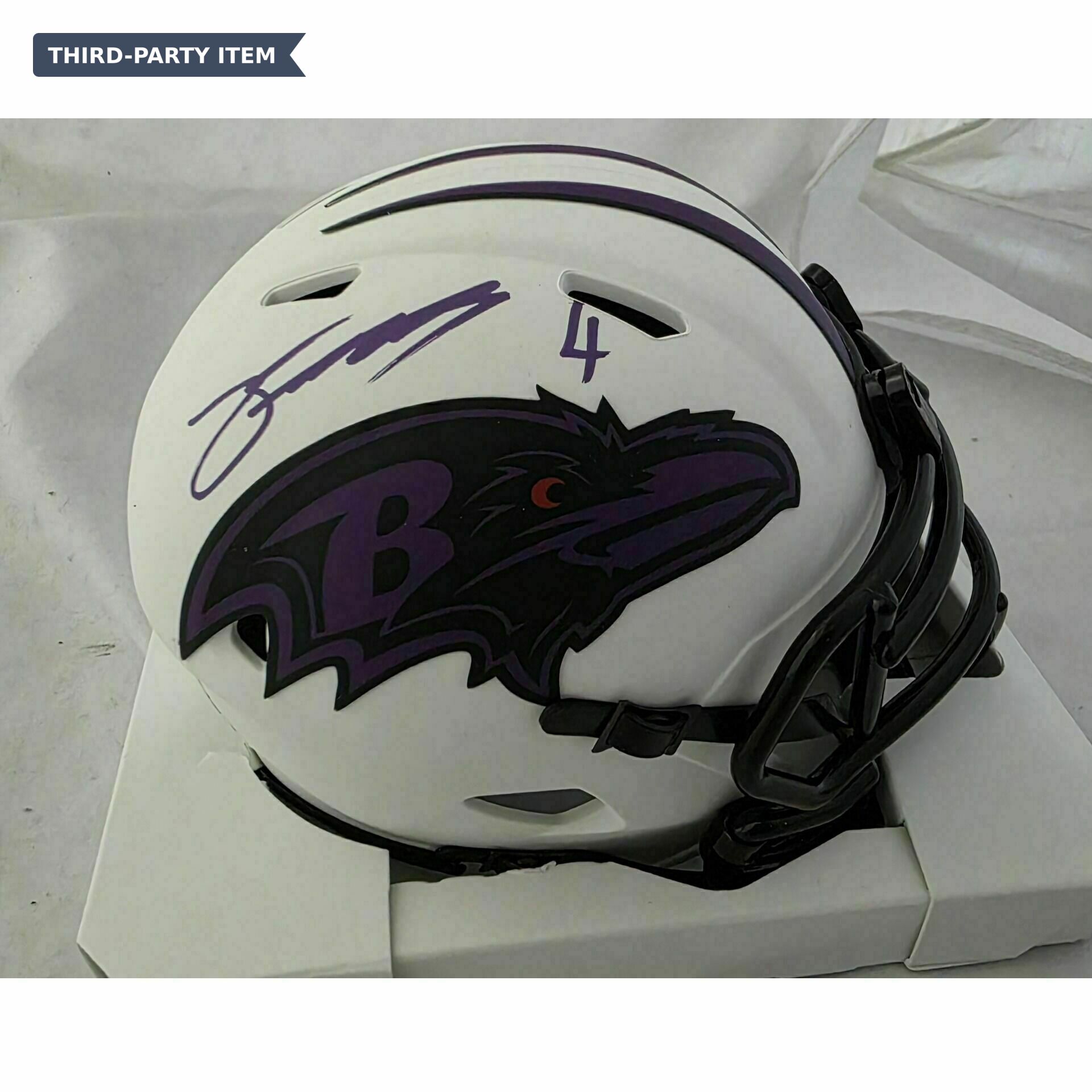 Zay Flowers Autographed Baltimore Ravens Riddell Lunar Mini Helmet - JSA Authentic