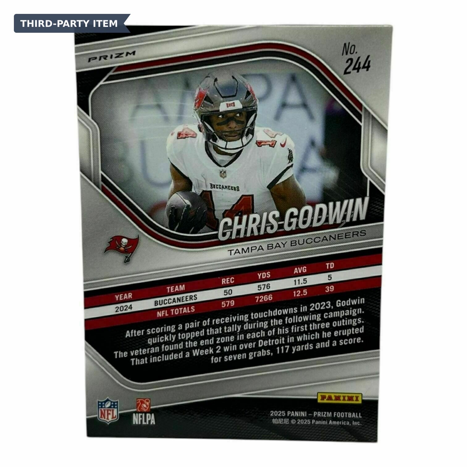 2025 Panini Prizm Chris Godwin Lazer Prizm On-Card Autograph Trading Card