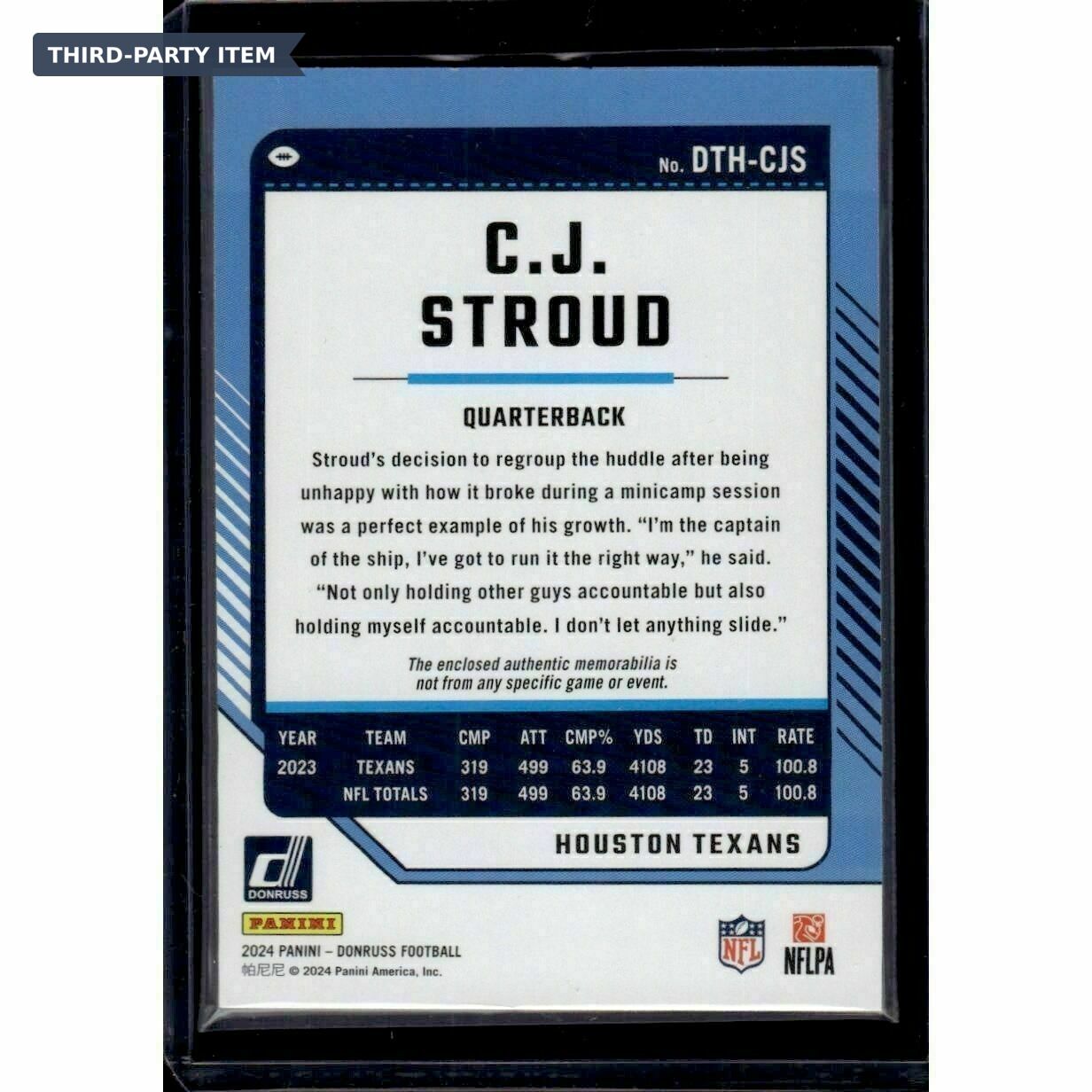 2024 Donruss Optic C.J. Stroud Donruss Threads Jersey Patch Trading Card