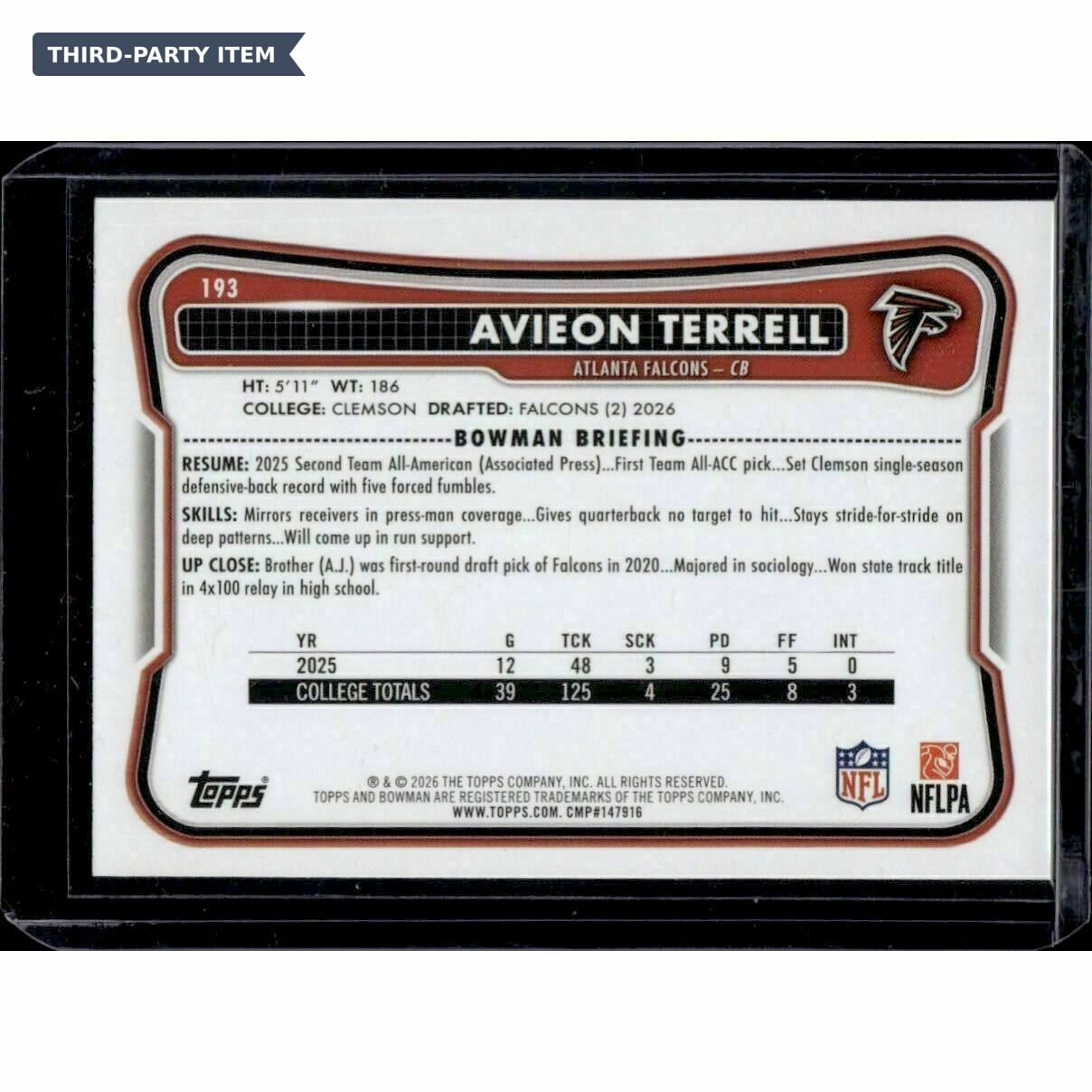 2026 Bowman Avieon Terrell Rookie Trading Card