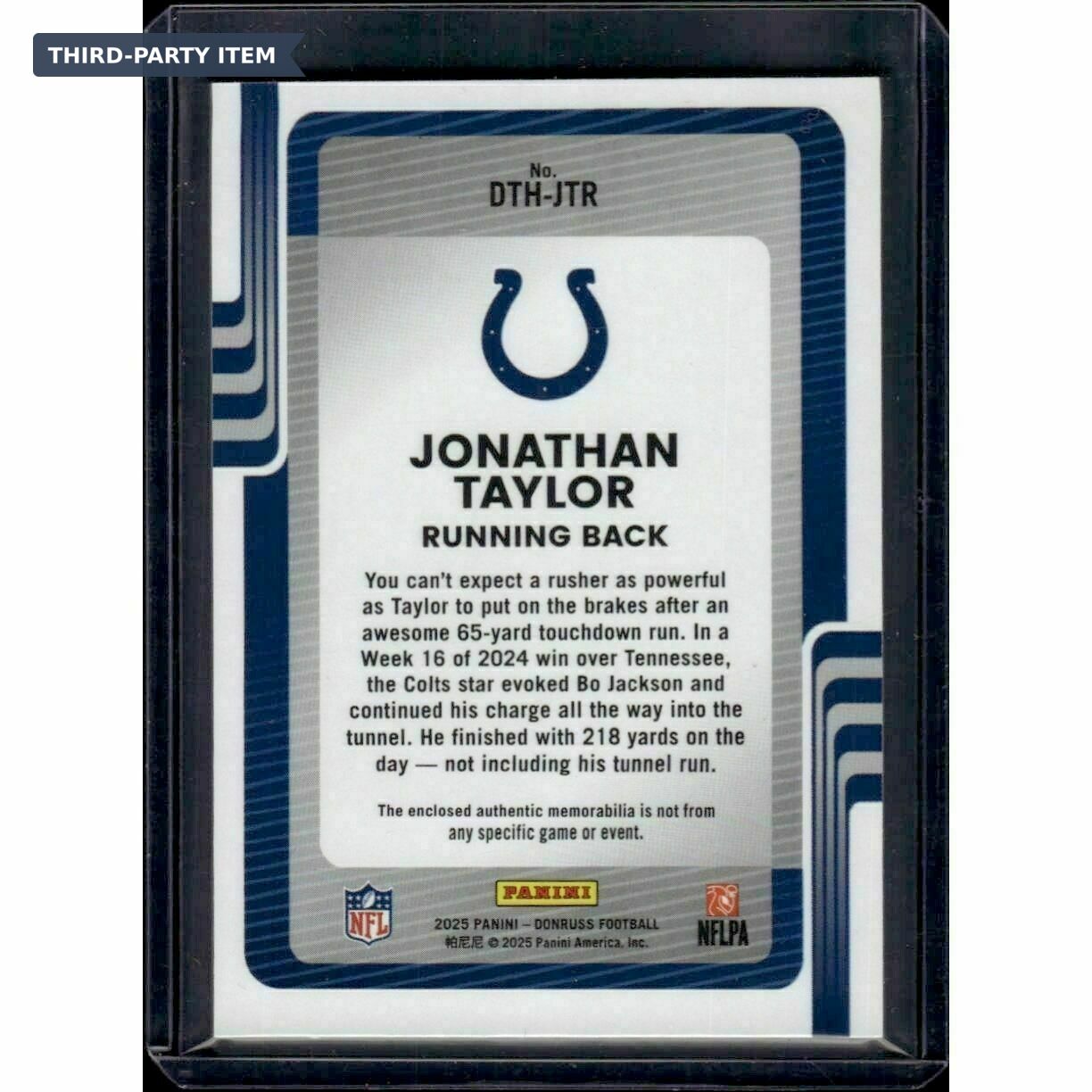 2025 Donruss Jonathan Taylor Donruss Threads Jersey Patch Trading Card