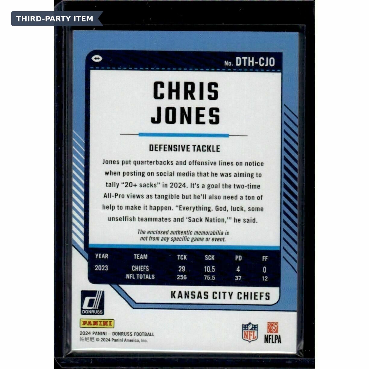 2024 Donruss Chris Jones Donruss Threads Jersey Patch Trading Card