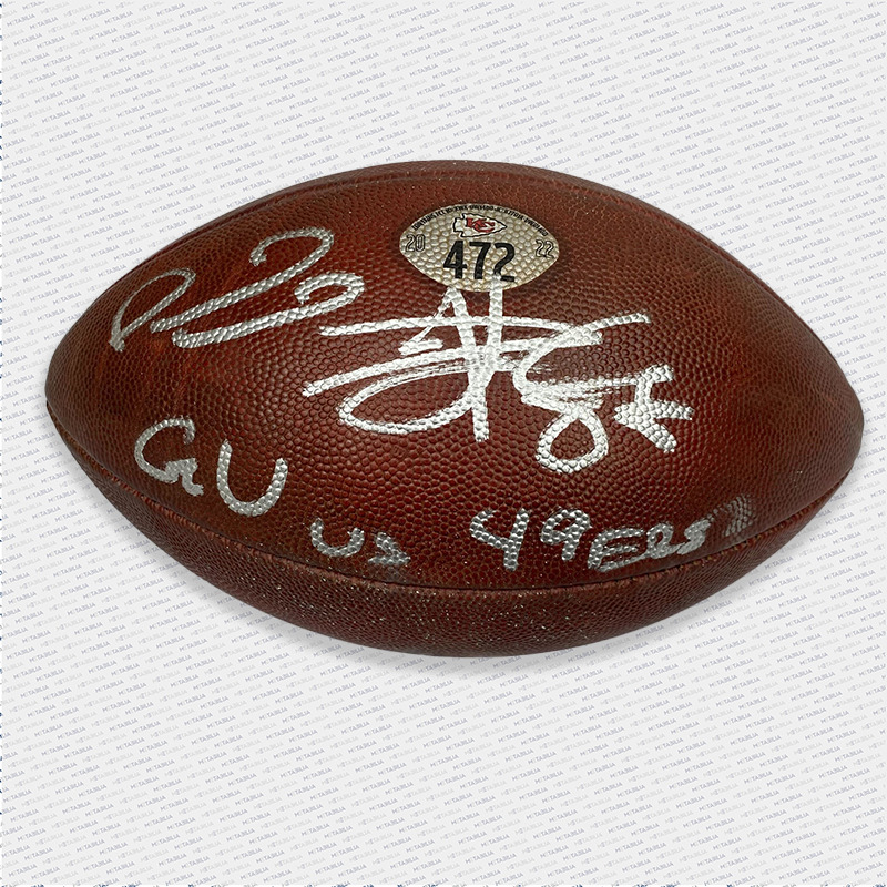 Mahomes & Kelce Dual Signed Game Used Ball #472 vs 49ers