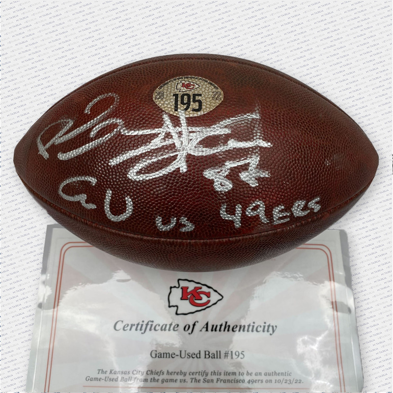 Mahomes & Kelce Dual Signed Game Used Ball #195 vs 49ers