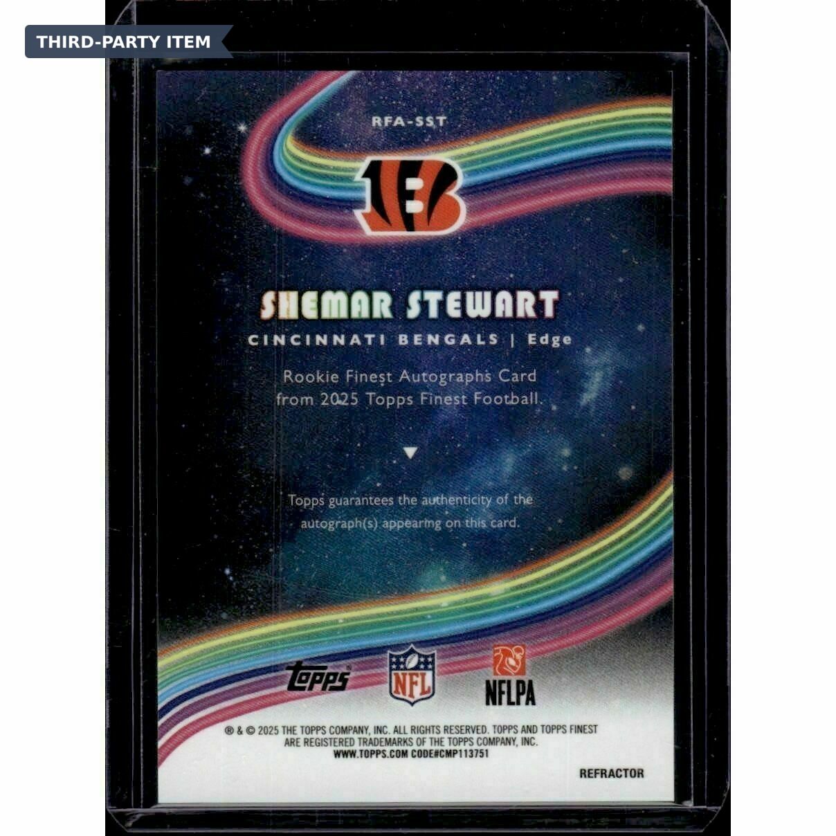 2025 Finest Shemar Stewart Rookie Finest Autographs Rookie Trading Card