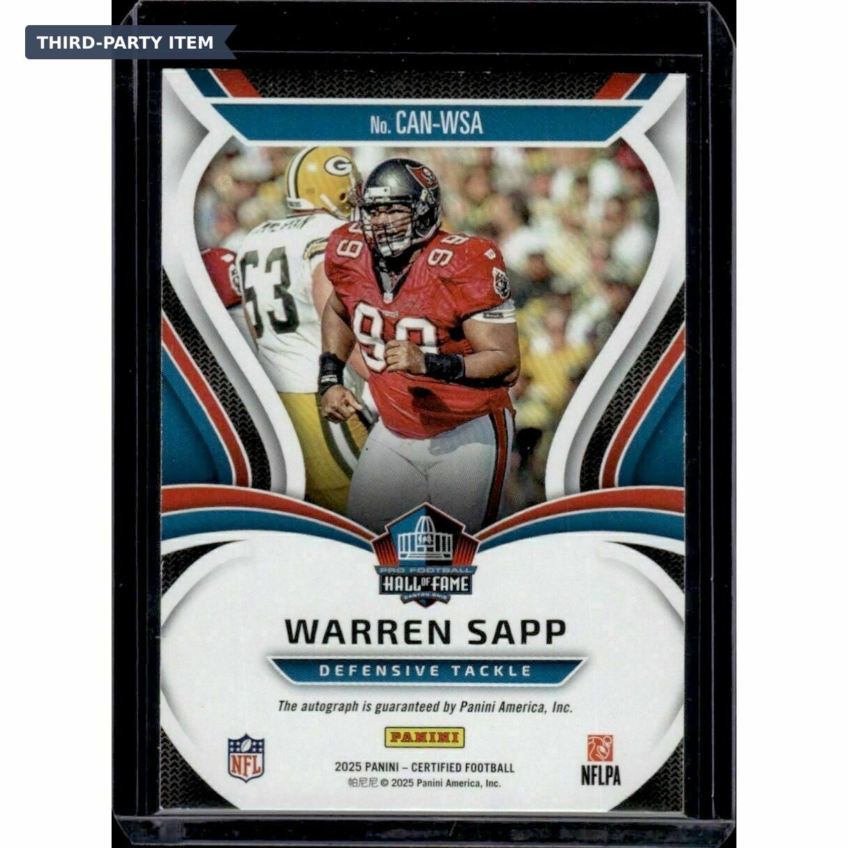 2025 Panini Certified Warren Sapp Canton Certified Signatures Mirror Red /99 Autograph Trading Card