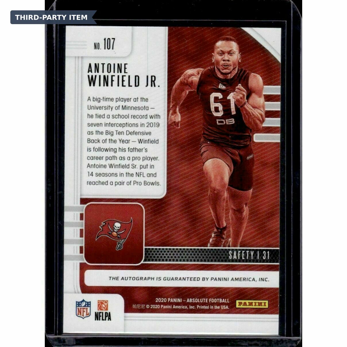 2020 Panini Absolute Antoine Winfield Jr. Blue Shimmer /50 Rookie Autograph Trading Card