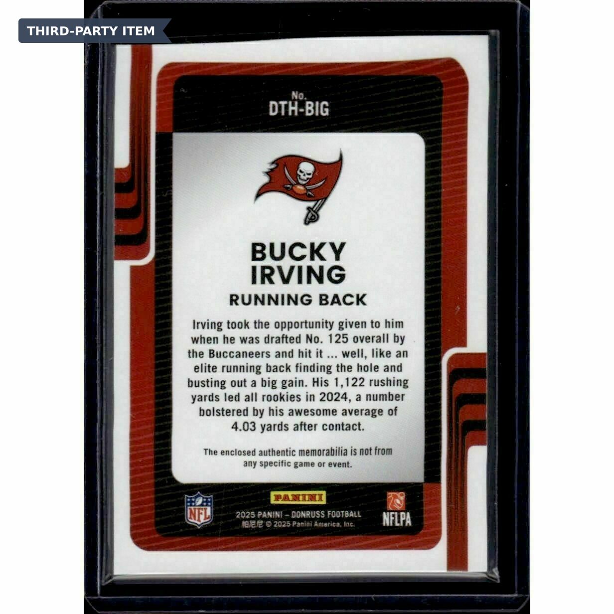 2025 Donruss Bucky Irving Donruss Threads Jersey Patch Trading Card