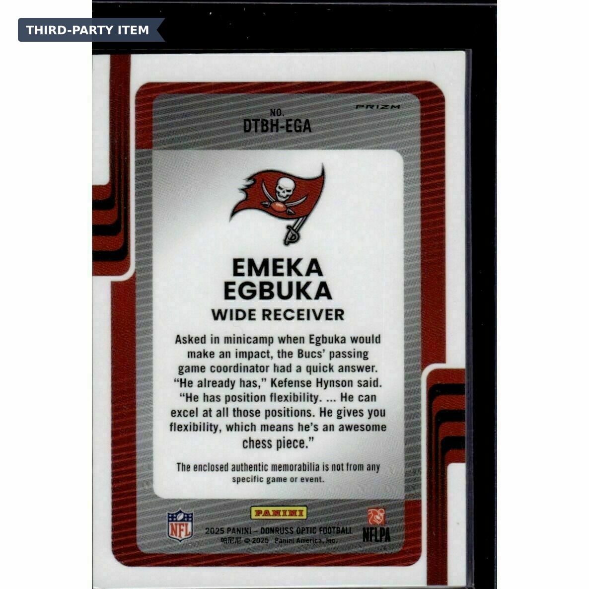2025 Donruss Optic Emeka Egbuka Donruss Threads Blue Hyper Rookie Jersey Patch Trading Card