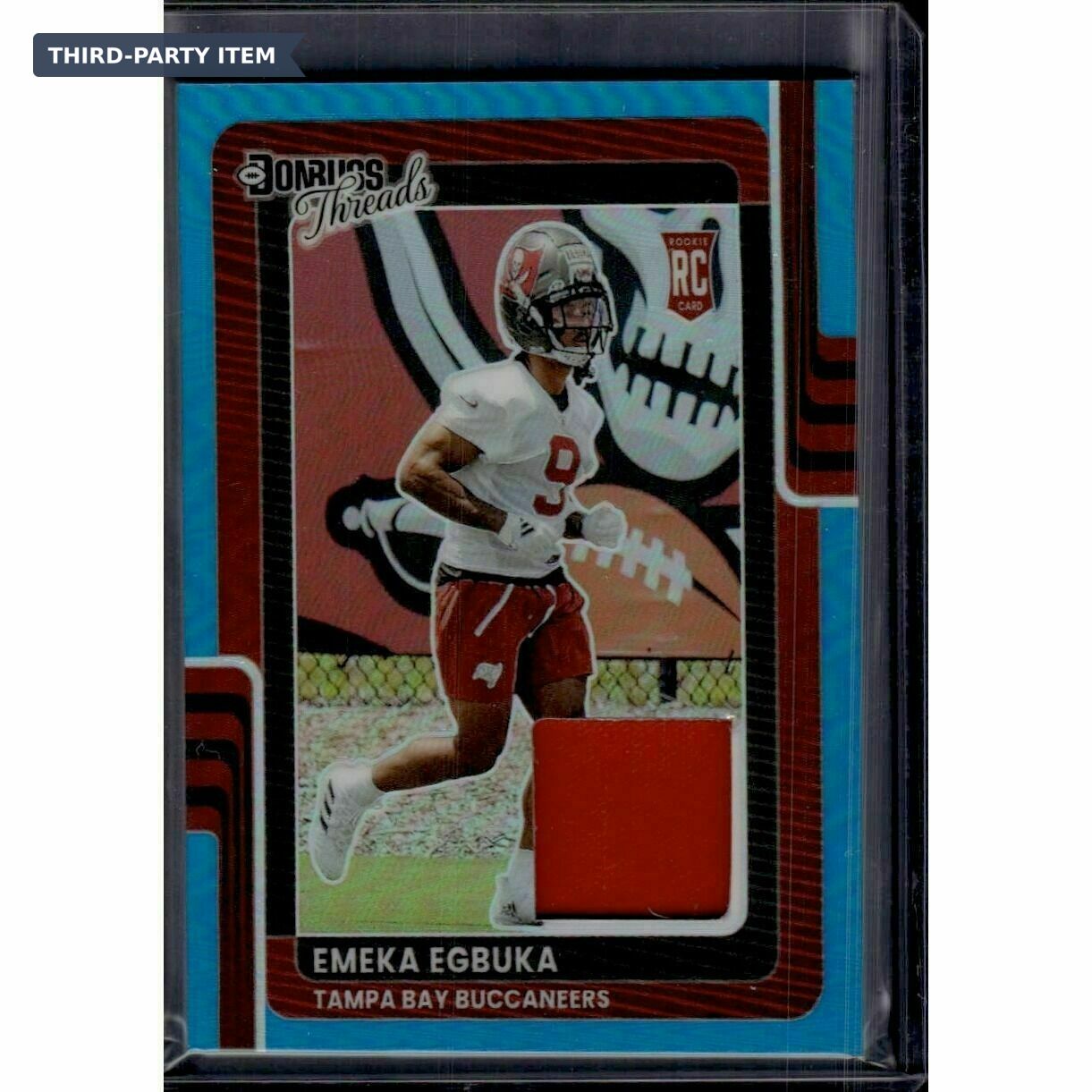 2025 Donruss Optic Emeka Egbuka Donruss Threads Light Blue Prizm Rookie Jersey Patch Trading Card