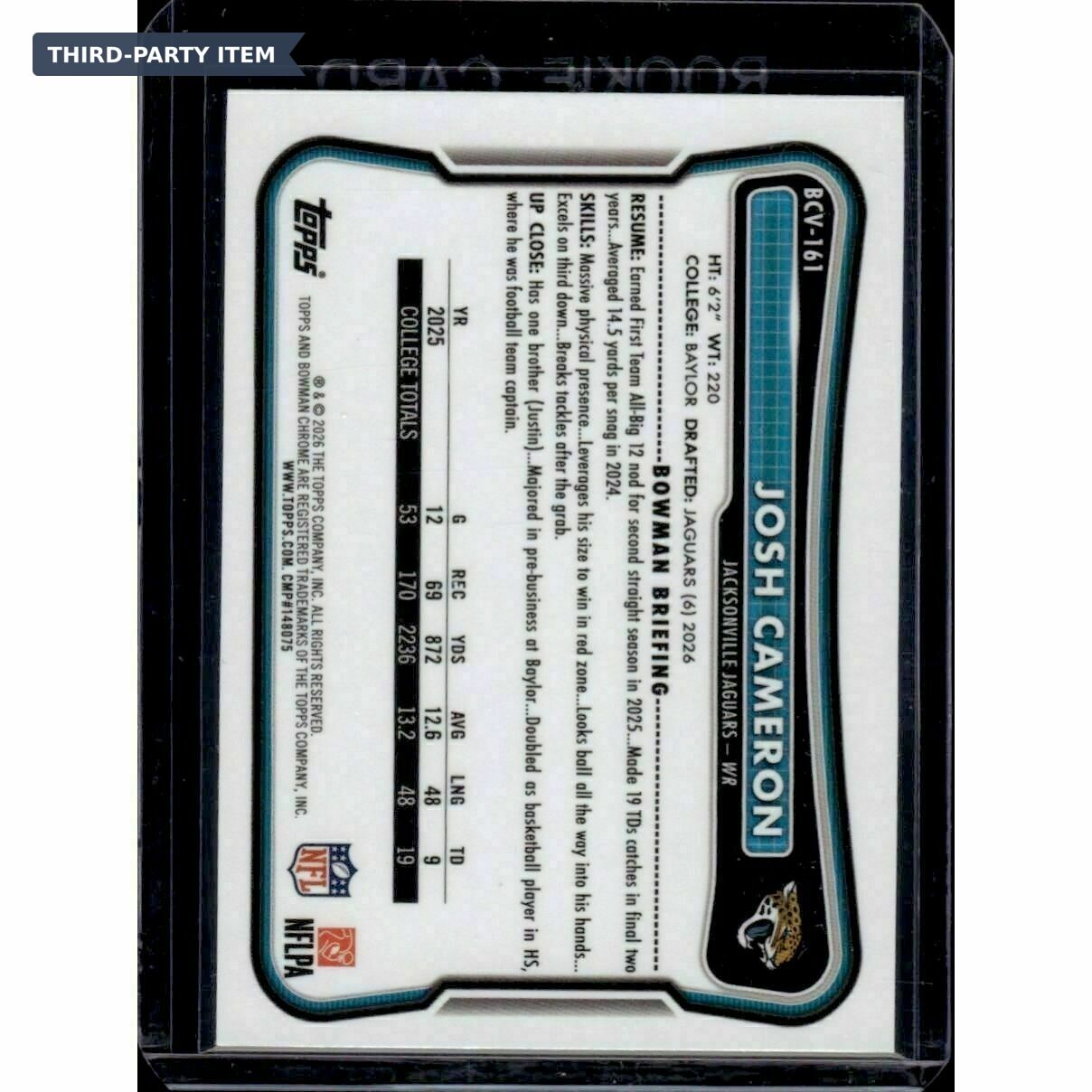 2026 Bowman Josh Cameron Speckle Recfractor Rookie Trading Card