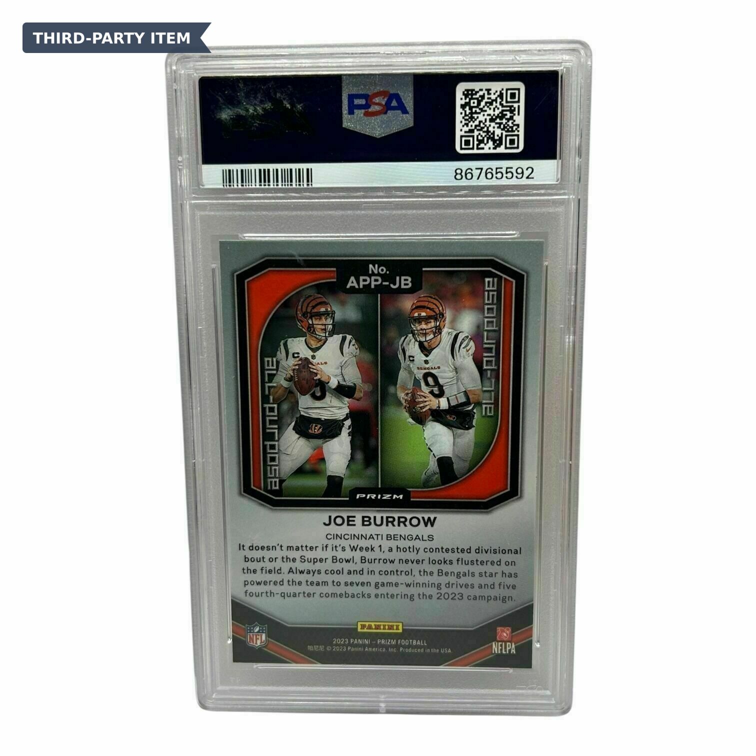 2023 Panini Prizm Joe Burrow All Purpose Prizms No Huddle Trading Card - PSA Grade 9 Mint