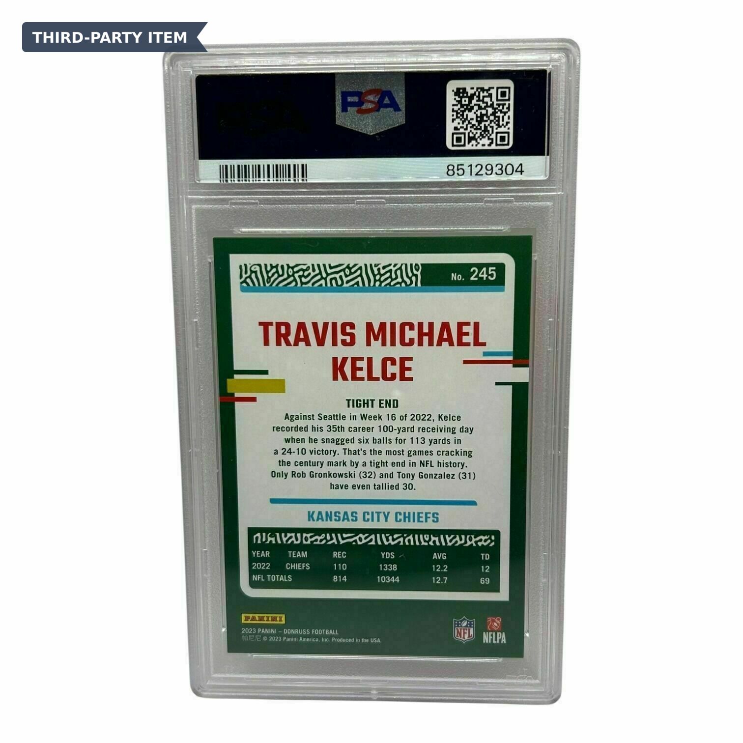 2023 Donruss Travis Kelce Full Name Variation Trading Card - PSA Grade 9 Mint