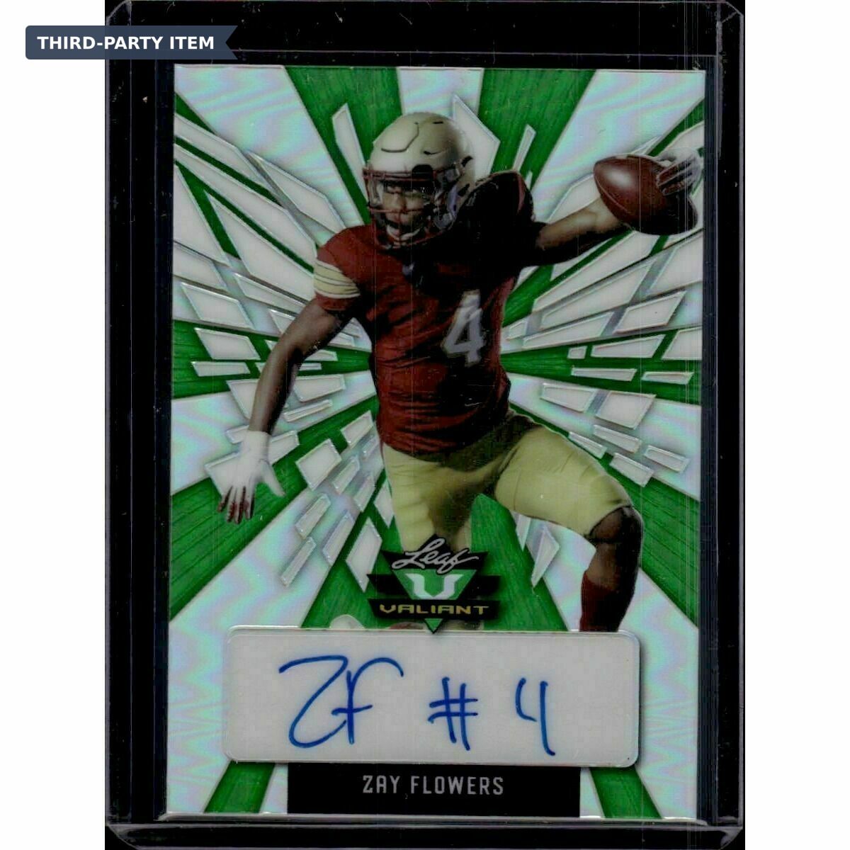 2022 Leaf Valiant Zay Flowers Green Shatter /40 Rookie Autograph Trading Card
