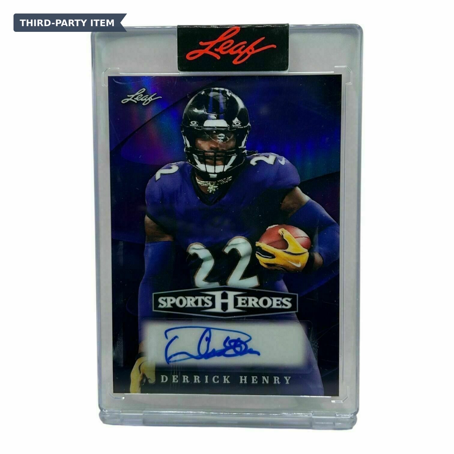 2026 Leaf Metal Sports Heroes Derrick Henry Prismatic Purple Limited /7 Autograph Trading Card