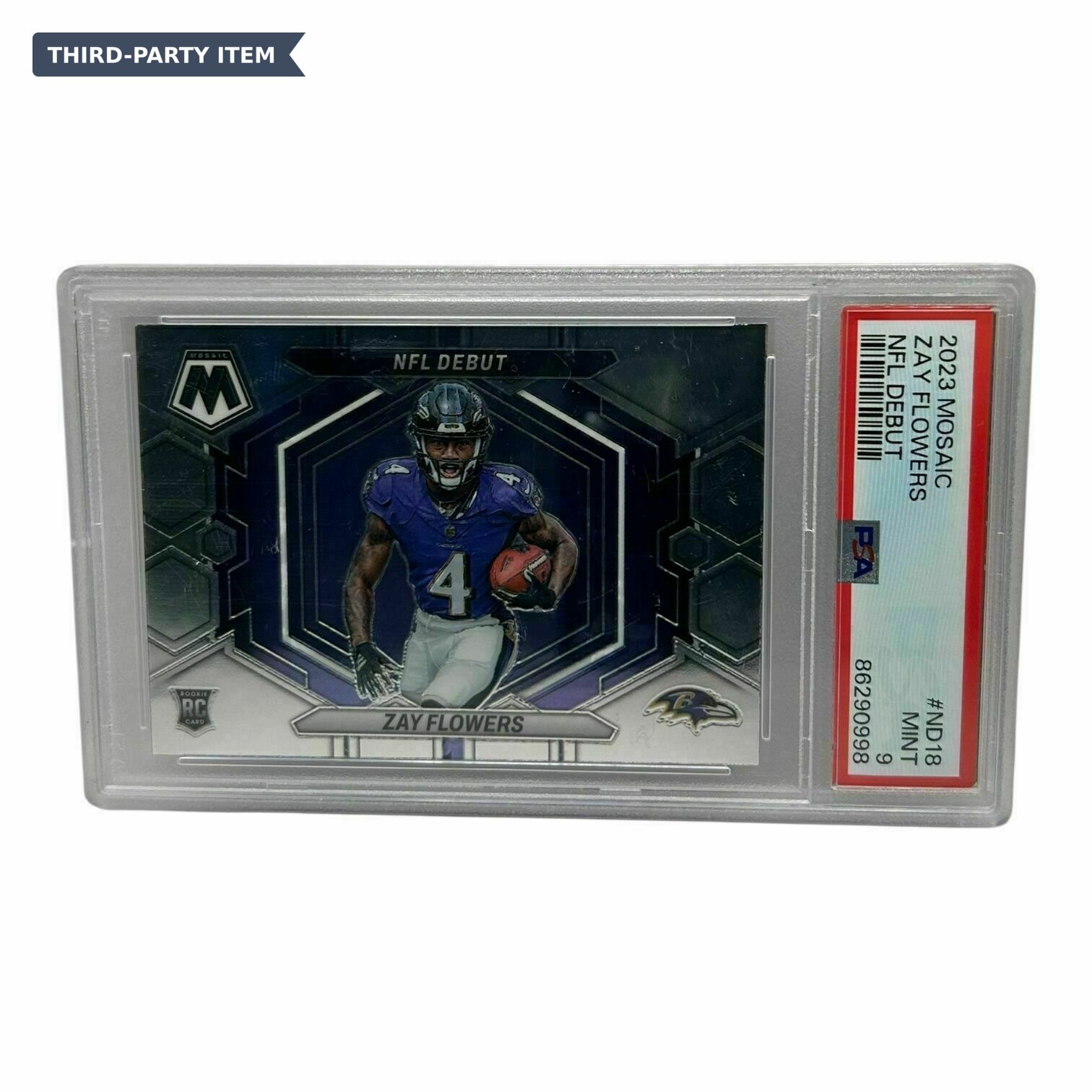 2023 Panini Mosaic Zay Flowers NFL Debut Rookie Trading Card - PSA Grade 9 Mint