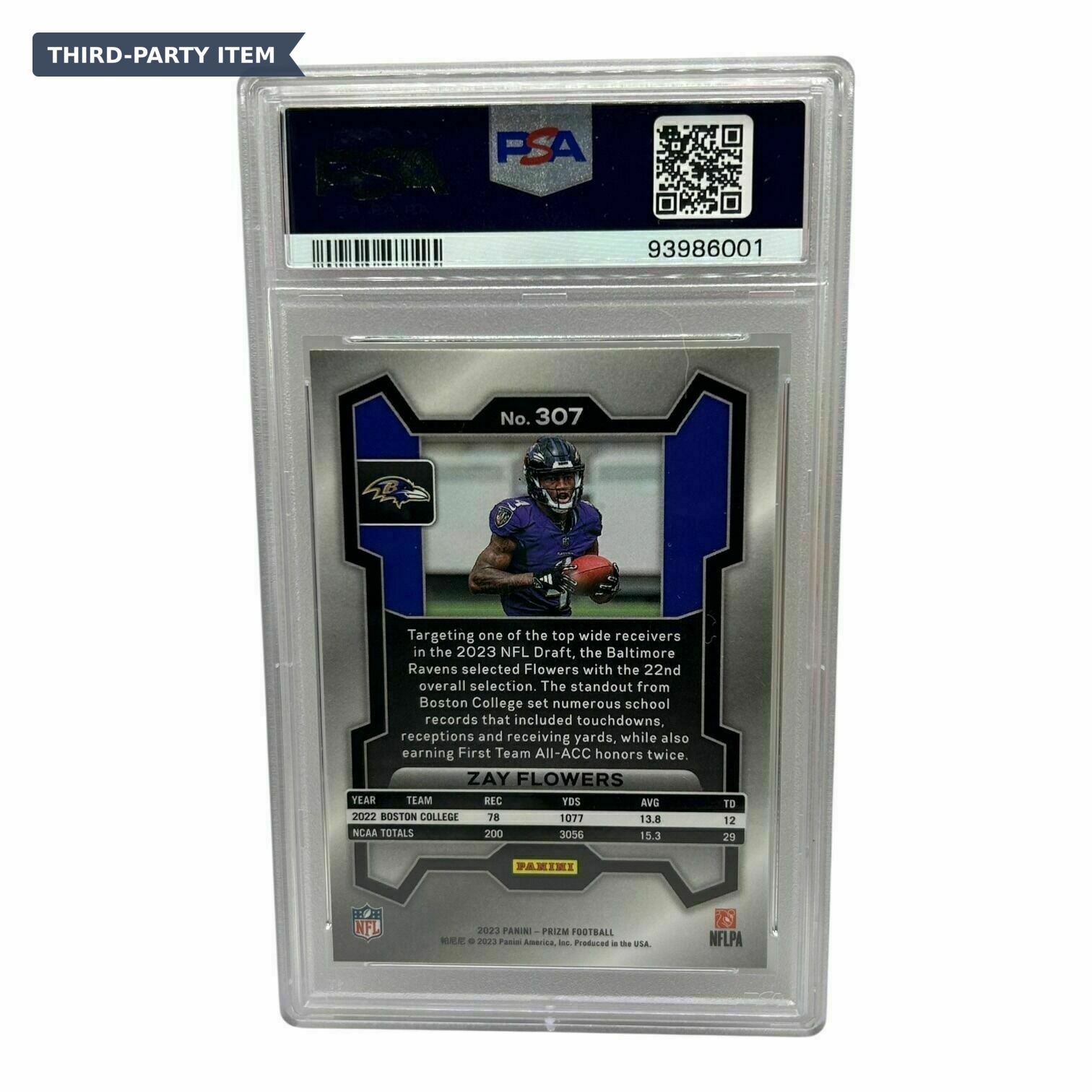 2023 Panini Prizm Zay Flowers Rookie Trading Card - PSA Grade 8 NM
