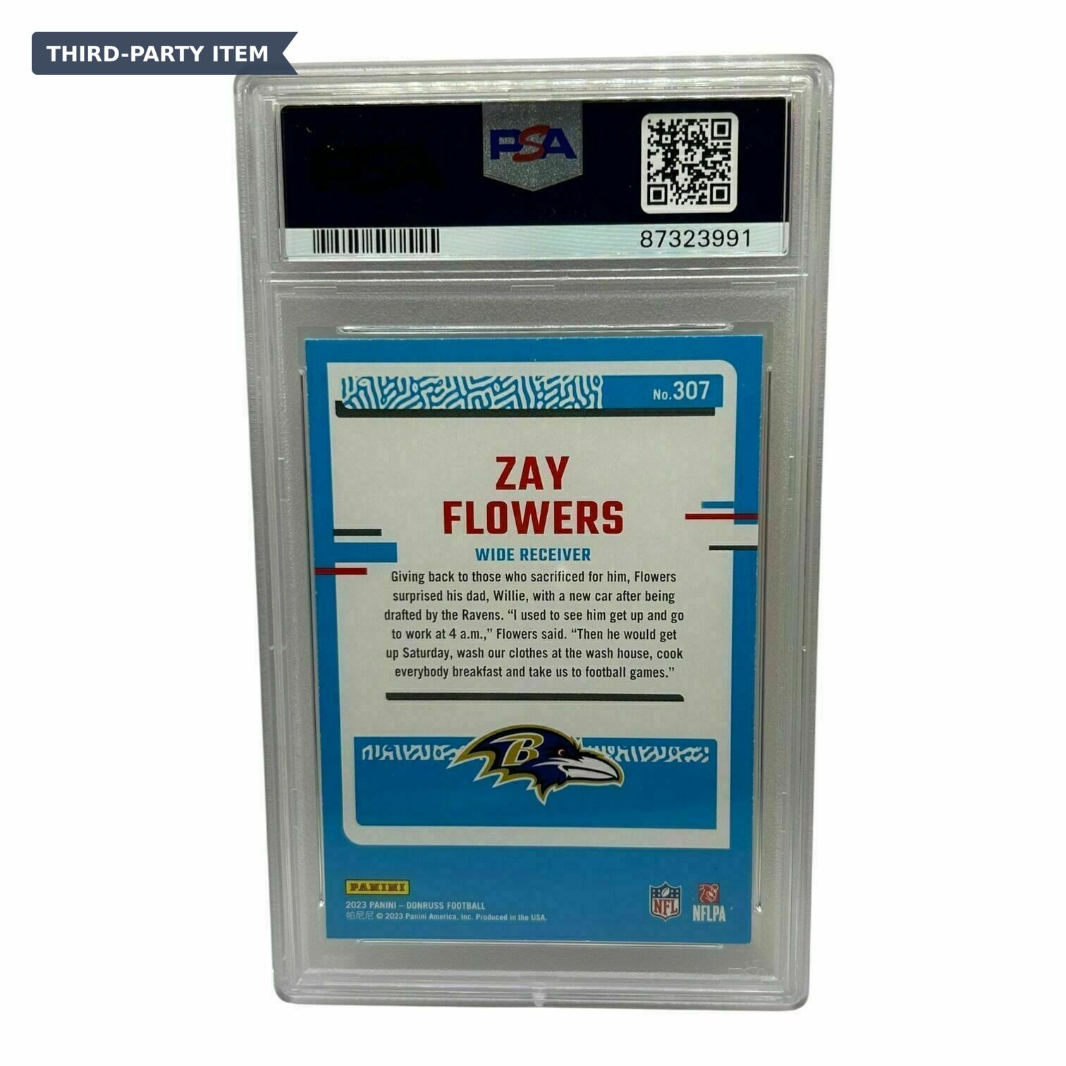 2023 Donruss Zay Flowers Rated Rookie Trading Card - PSA Grade 9 Mint
