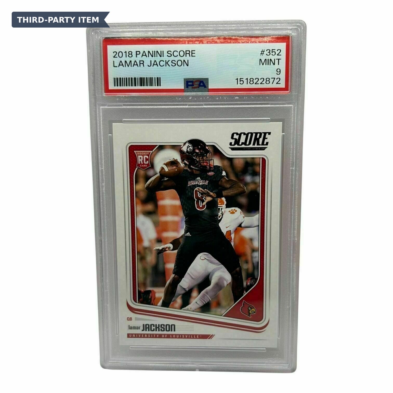 2018 Score Lamar Jackson Rookie Trading Card - PSA Grade 9 Mint