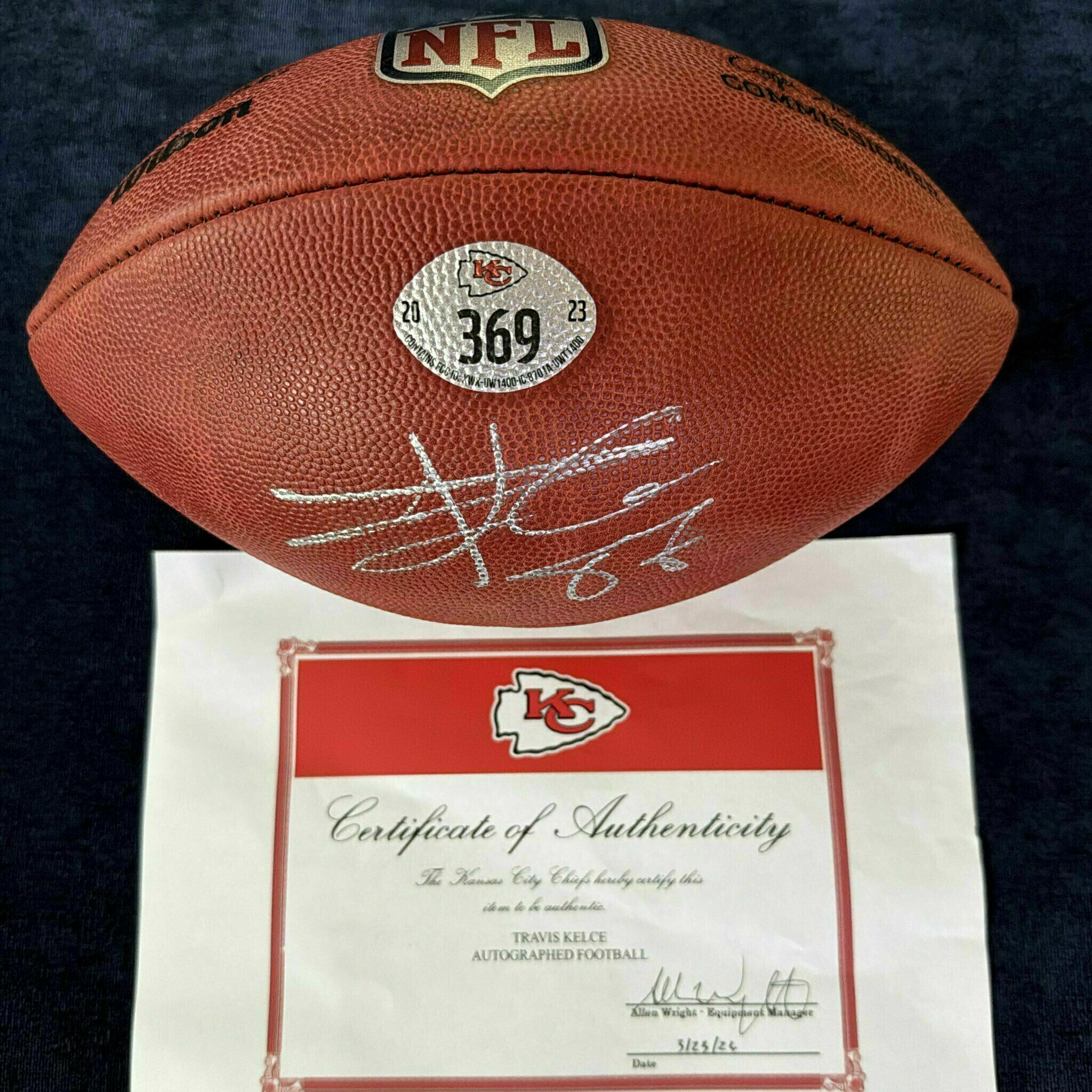 MAHOMES & KELCE signed Team-Issued Ball #369