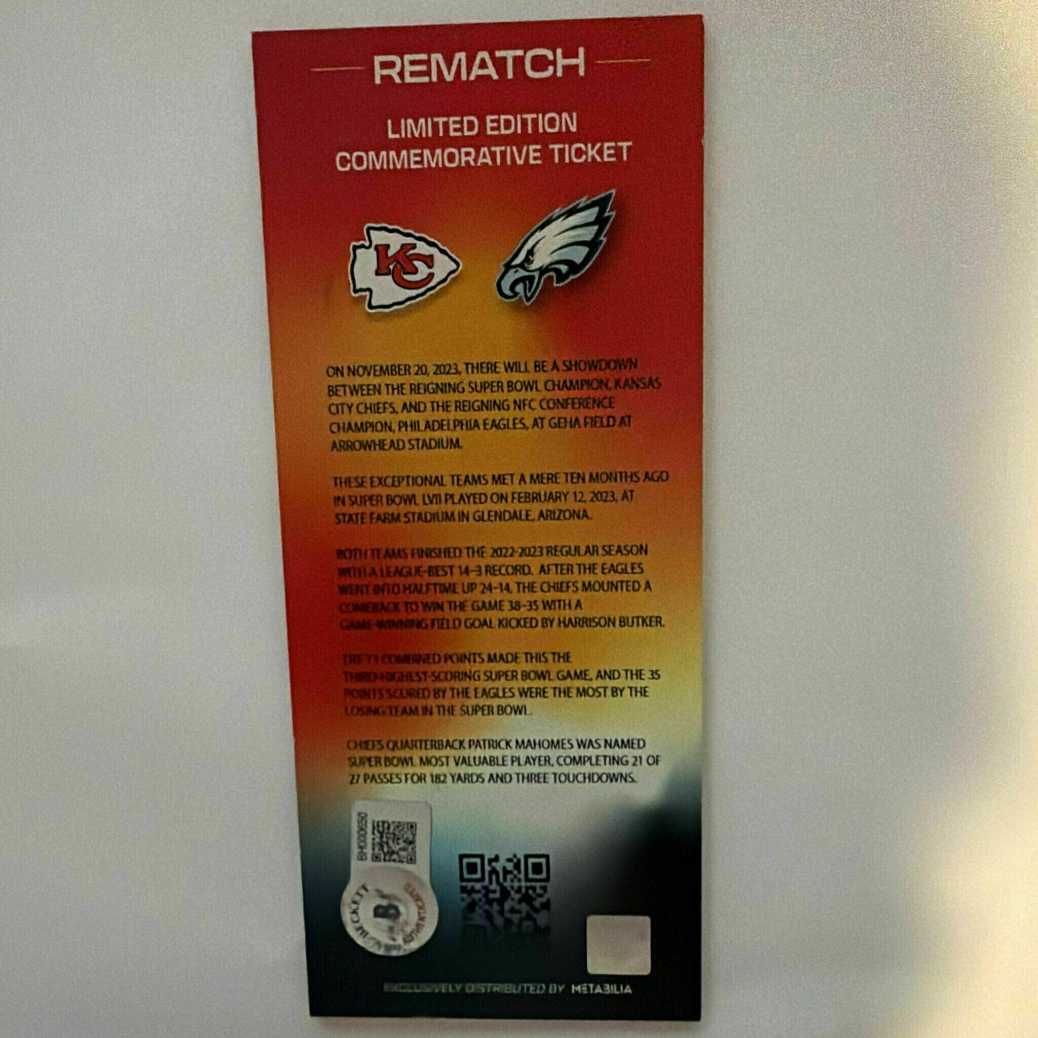 Rashee Rice Signed Week 11 Rematch Commemorative Ticket